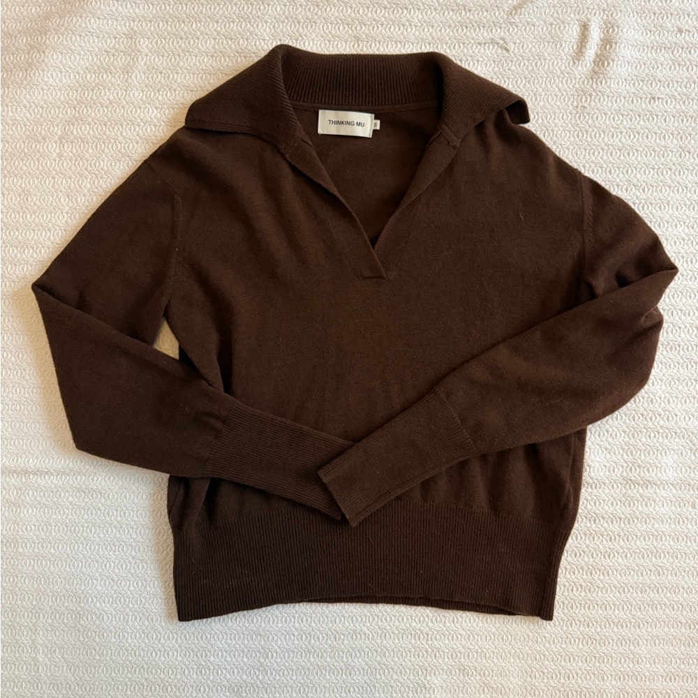 NWOT Thinking Mu Brown Sheena Sweater • Size XS